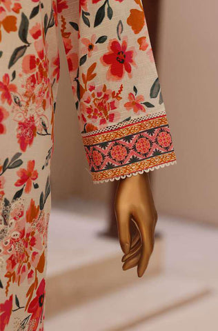 Zouk | Digital Printed Embroidered Slub Lawn 3 Piece Unstitched Suit D-4