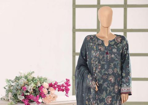 HZ Textiles – Mehak Slub Lawn Embroidered Collection Vol-02 D-3