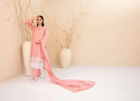 Eshanah by Tawakkal Fabrics | Embroidered Digital Printed Cross Slub Lawn 3 Piece Unstitched Suit D-6