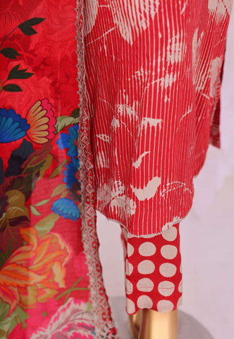 HZ Linen Wintery Printed Unstitched 3 Piece Suit D-1