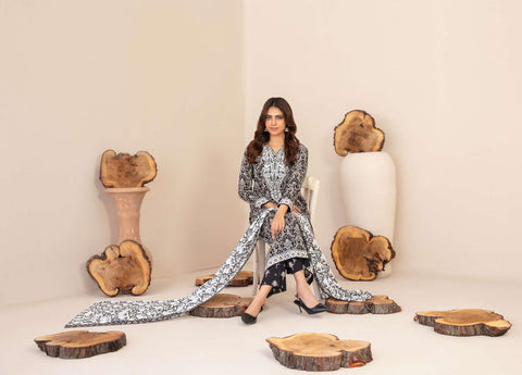 TYLA by Tawakkal Fabrics | Gala Embroidered Rotary Printed Lawn 3 Piece Unstitched Suit D-1