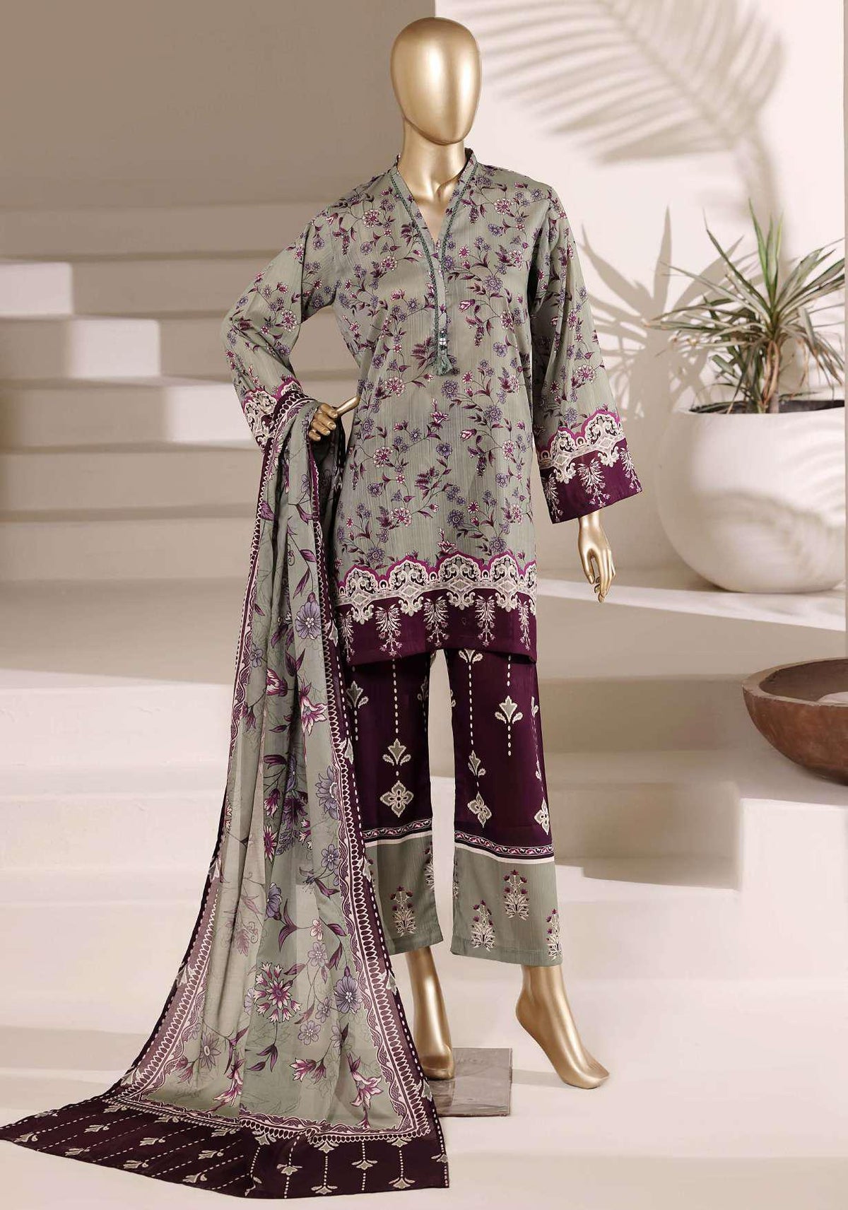 Sadabahar Vol-08 | Printed Lawn 3 Piece Stitched Suit D-5