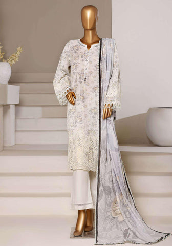 Luxury Lawn Chikankari Embroidered 3 Piece Stitched Collection By Sadabahar D-6