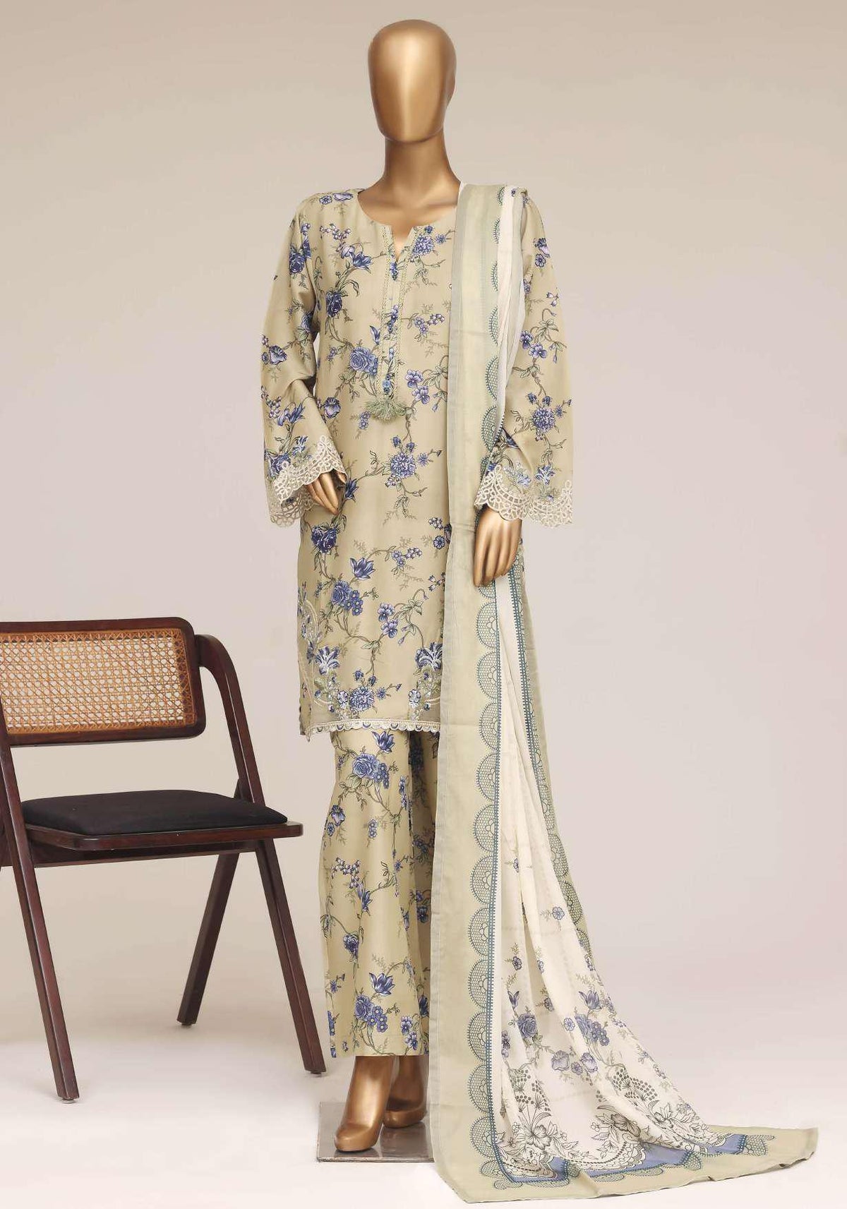 Malika by Sadabahar Vol-4 | Festive Embroidered Lawn 3 Piece Stitched Suit D-2