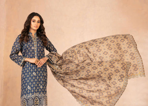 DAALIYA by Shahid Tawakkal | Embroidered Digital Printed Chamki Lawn 3 Piece Unstitched Suit D-10