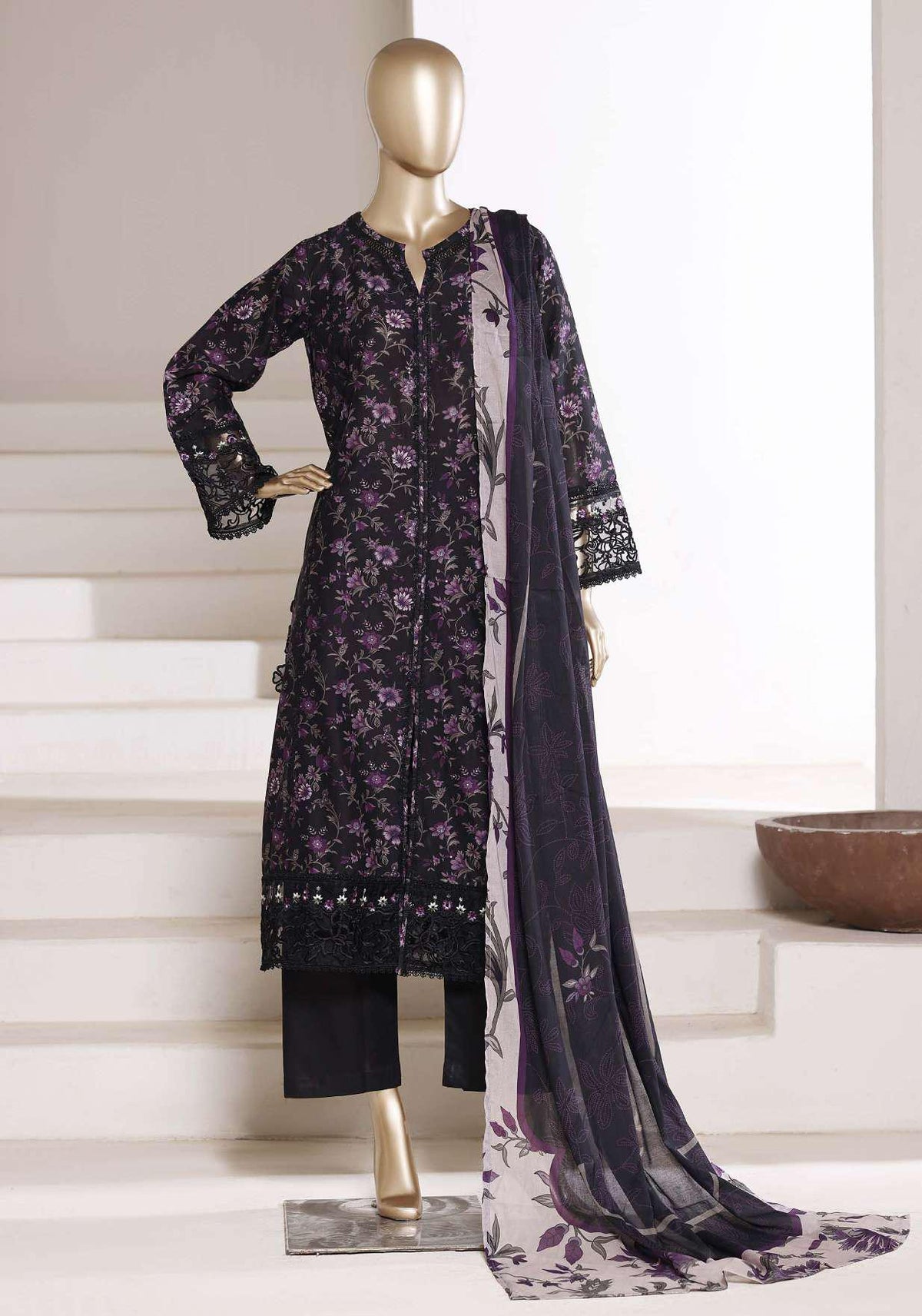 Sadabahar Festive Embroidered Lawn Stitched 3 Piece Suit D-5