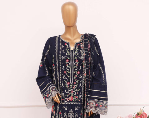 Bin Saeed Luxury | Embroidered Lawn with Chiffon Dupatta 3 Piece Suit D-1