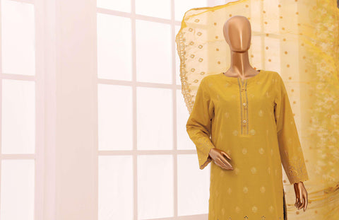 Dynasty Chikankari with Chiffon Dupatta by HZ-2025 D-03 Yellow - Summer Collection