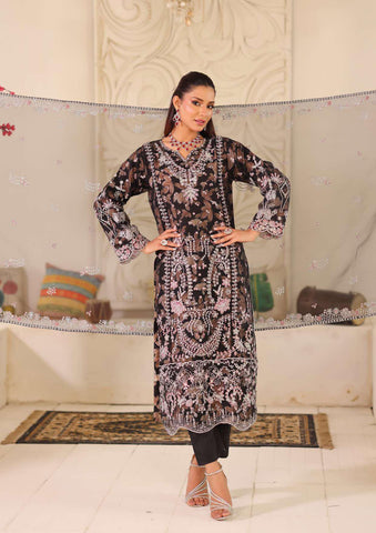 MUSHKIK | 4 Piece Semi-Stitched Embroidered Organza Collection D-1
