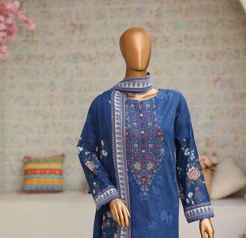 Premium Daily Wear by HZ Textiles Vol-5 | Embroidered Lawn 3 Piece Unstitched Suit D-2