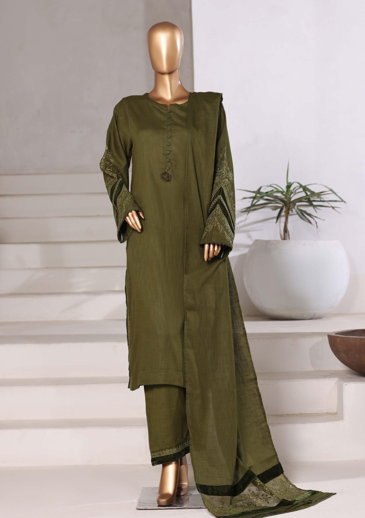 Sadabahar Premium Emb Cross Texture RTW 3 Piece Suit D-6