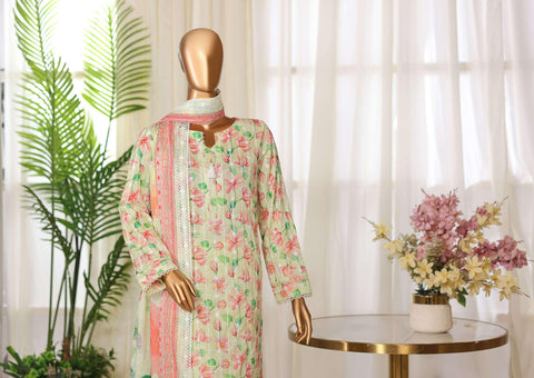Dhagakari by HZ Textiles | Embroidered 3 Piece Unstitched Lawn Suit D-4