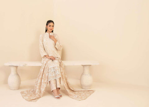 Marin by Tawakkal Fabrics | Embroidered Printed Lawn 3 Piece Unstitched Suit D-10