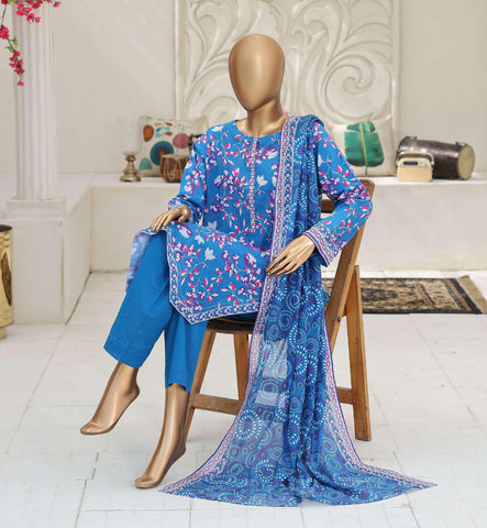 Summer Shades by HZ Textiles | Printed 3 Piece Unstitched Lawn Suit D-1