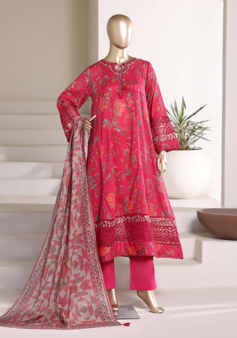 Sadabahar Luxury Peplum | Heavy Embroidered Lawn 3 Piece Stitched Suit D-6