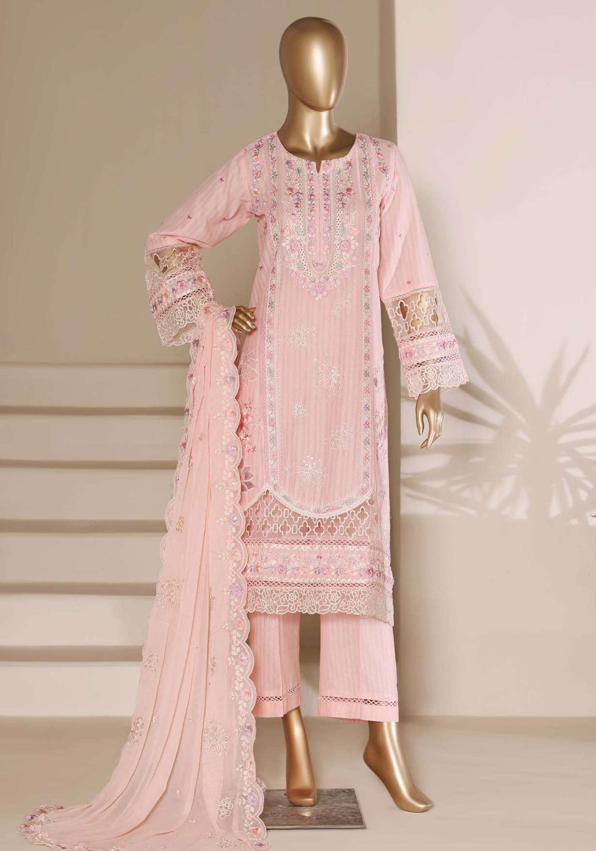 Sadabahar Luxury | Embroidered 3 Piece Stitched Slub Lawn Suit D-5