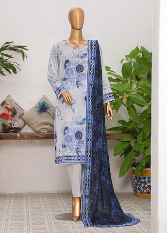 HZ Vital Prints Slub Lawn Dupatta  D-09