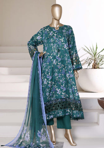 Sadabahar Luxury Peplum | Heavy Embroidered Lawn 3 Piece Stitched Suit D-1