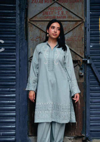 ANDAAZ 2 Piece Stitched Embroidered Textured Naps Cotton Suit D-3