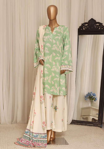 Sadabahar Printed Linen Stitched 3 Piece Suit D-4