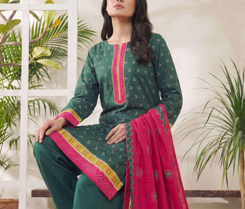 VS Jhalak Printed Slub Linen Unstitched 3 Piece Suit D-2