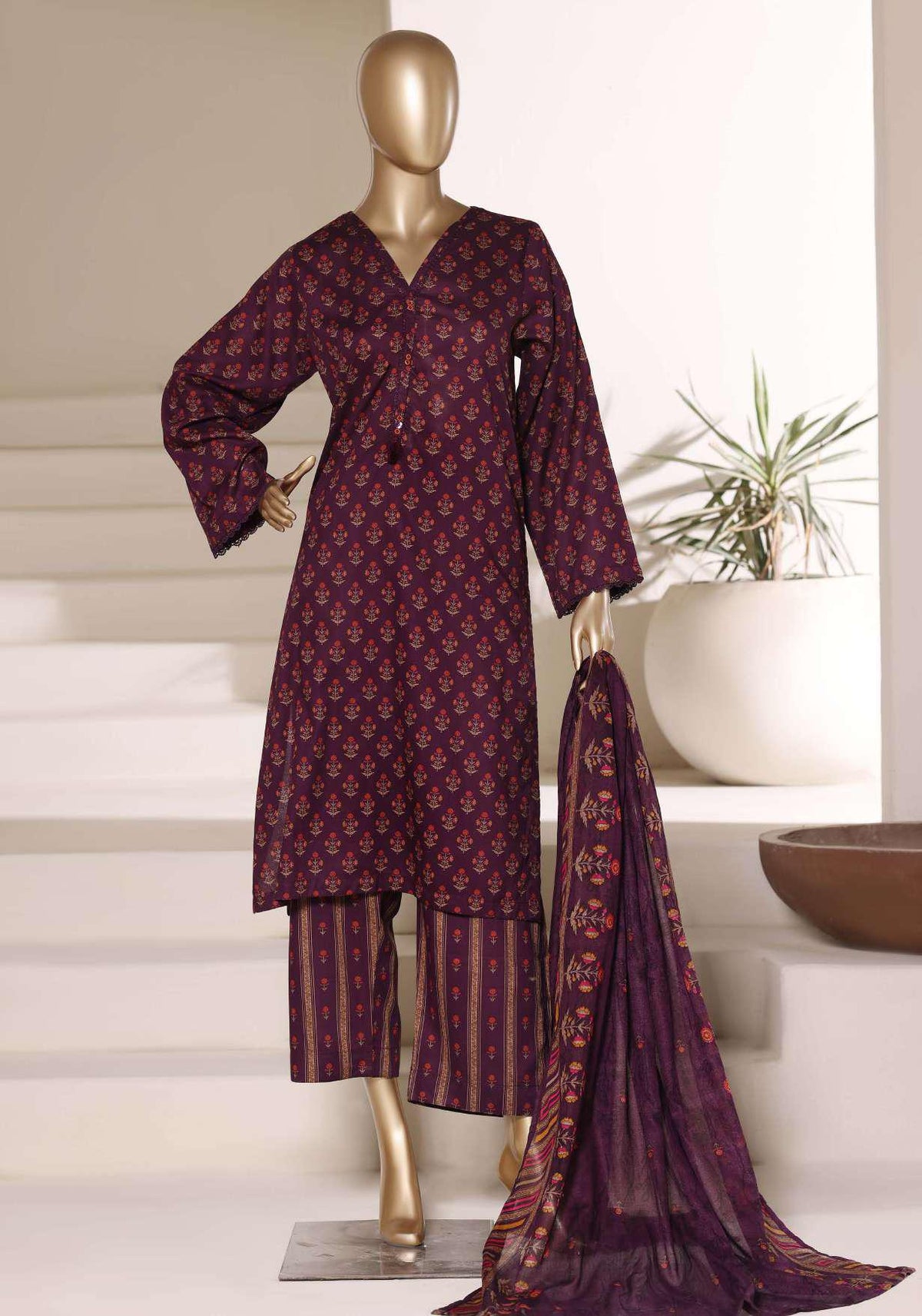 Sadabahar Luxury Lawn | Printed 3 Piece Stitched Suit D-5