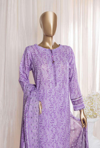 HZ Rimjhim Lawn Emb Cutwork Dupatta Coll"24 REC-127