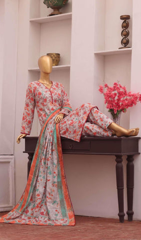 HZ Viscose Twill Printed Unstitched 3 Piece Suit D-1