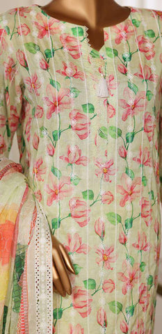 Dhagakari by HZ Textiles | Embroidered 3 Piece Unstitched Lawn Suit D-4
