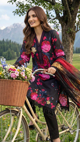 Colors by AlZohaib | Digital Printed 3 Piece Unstitched Lawn Suit D-1