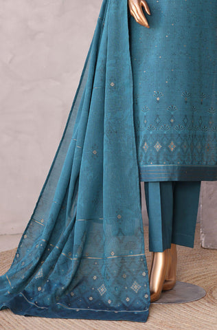 Valencia by HZ Textiles | Jacquard Embroidered 3 Piece Unstitched Suit D-2