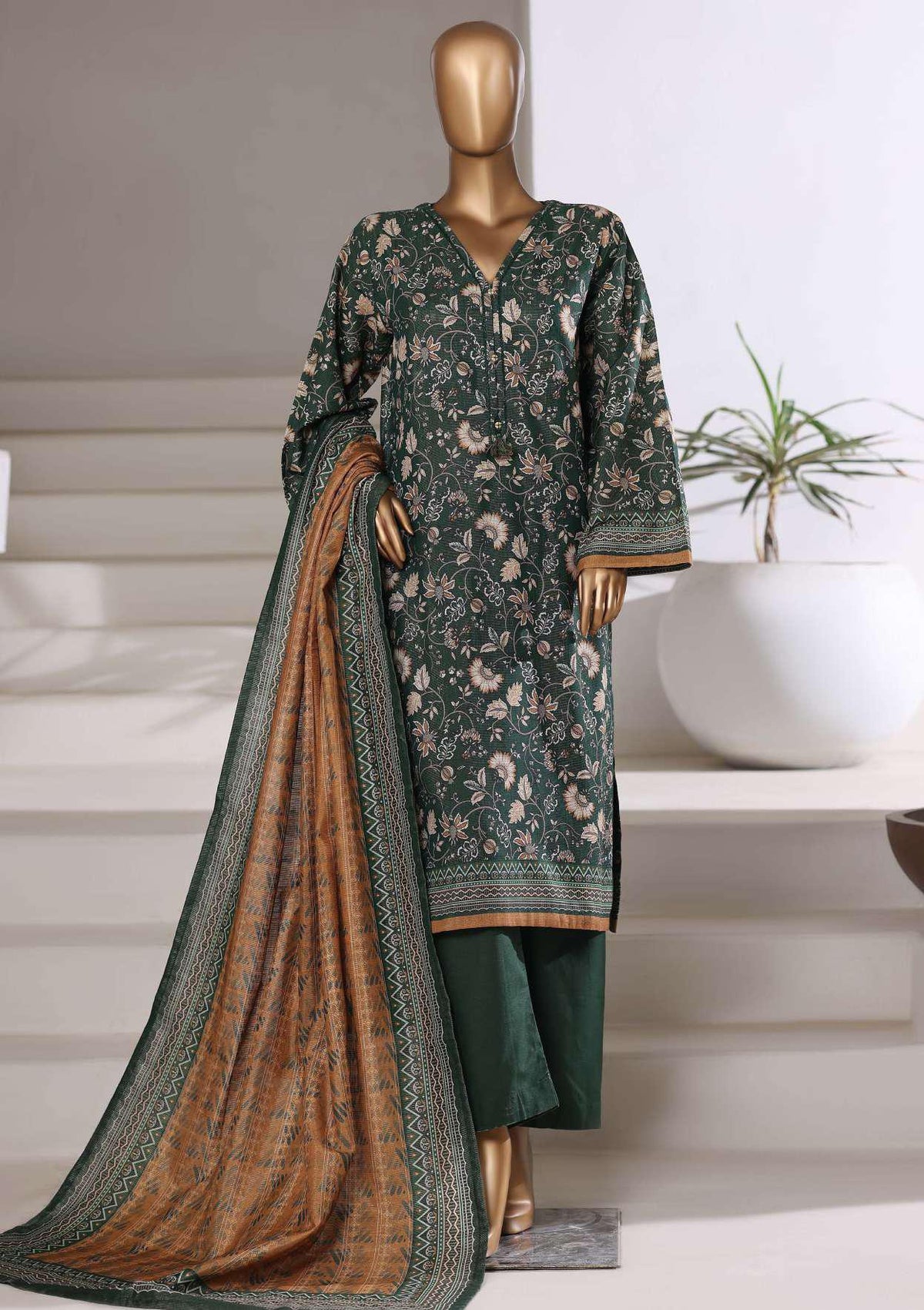 Sadabahar Printed Khaddar With Shimmer Ready To Wear 3Pc D-5