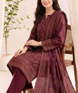 VS Textiles Pashmina Dhanak Printed Unstitched 3 Piece Suit D-15
