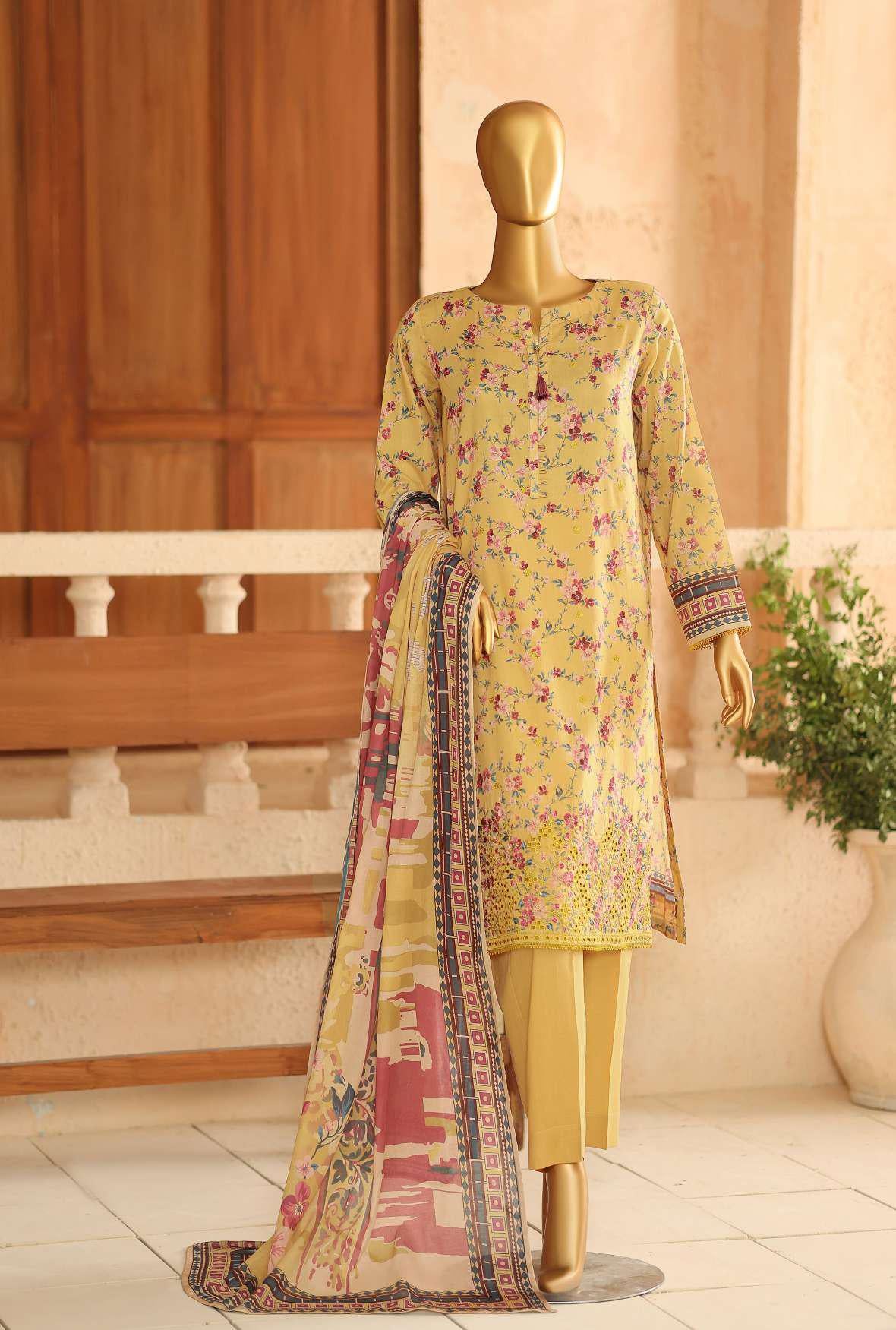 ASASA by HZ Textiles | Digital Printed Embroidered 3 Piece Unstitched Lawn Suit D-4