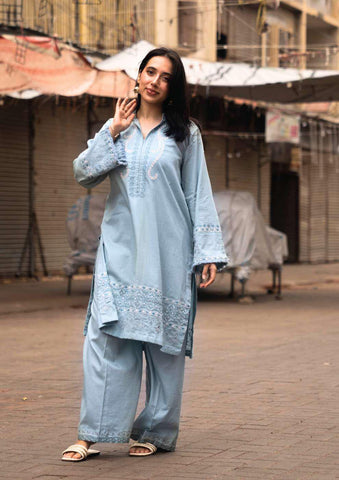 ANDAAZ 2 Piece Stitched Embroidered Textured Naps Cotton Suit D-3