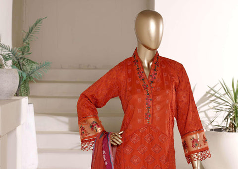 Multi Chickenkari by Sadabahar | Heavy Embroidered Lawn 3 Piece Stitched Suit D-6