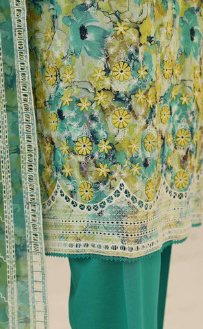 Premium Eid Edit by HZ Textiles | Embroidered 3 Piece Unstitched Lawn Suit D-2