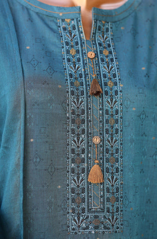 Valencia by HZ Textiles | Jacquard Embroidered 3 Piece Unstitched Suit D-2