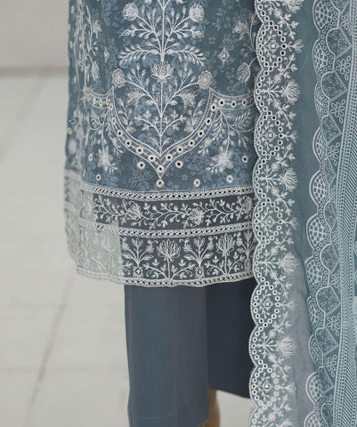 Premium Signature by HZ Textiles | Embroidered 3 Piece Unstitched Lawn Suit D-4