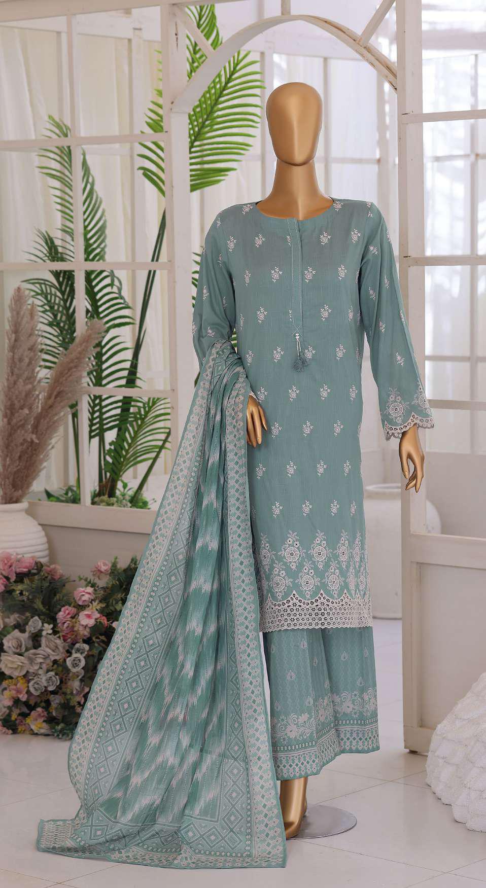 Oriental Printkari by HZ Textiles | Embroidered 3 Piece Unstitched Lawn Suit D-7