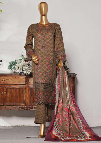 Premium Embroidered Printed Lawn Coll"24 D-1249 mehndi green