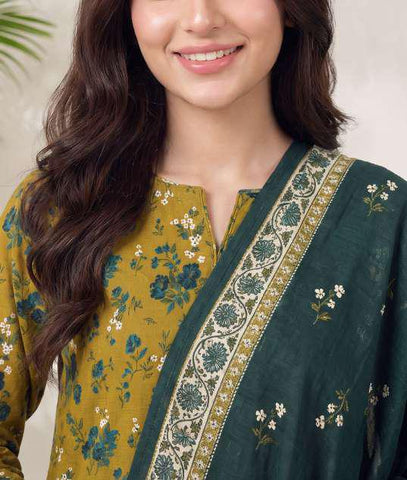 VS Jhalak Printed Slub Linen Unstitched 3 Piece Suit D-3