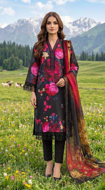 Colors by AlZohaib | Digital Printed 3 Piece Unstitched Lawn Suit D-1