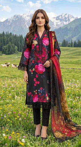 Colors by AlZohaib | Digital Printed 3 Piece Unstitched Lawn Suit D-1