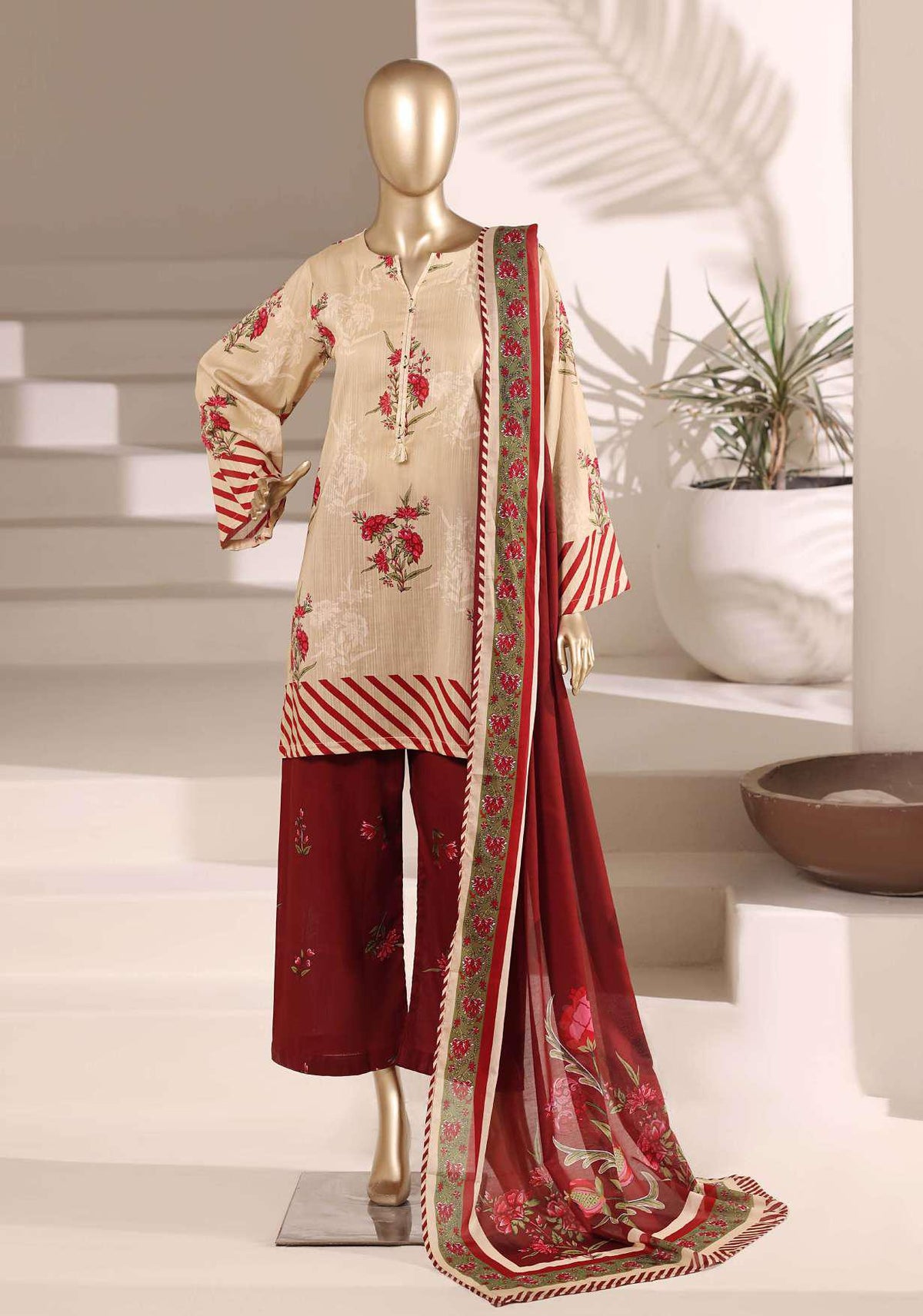 Sadabahar Vol-08 | Printed Lawn 3 Piece Stitched Suit D-6