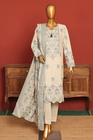 HZ Textiles Embroidered Karandi Coll'23 With Embroidered Shawl D-01