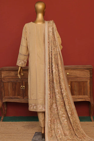 HZ Textiles Embroidered Karandi Coll'23 With Embroidered Shawl D-03