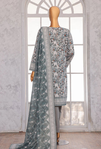 PREMIUM KHADDAR CHIMKI PRINTED 3PC UNSTITCHED COLL BY HZ D-1