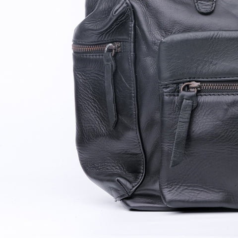 Leather Backpacks By JILD Leather Backpack Travel Laptop Office Bag-Granite Black