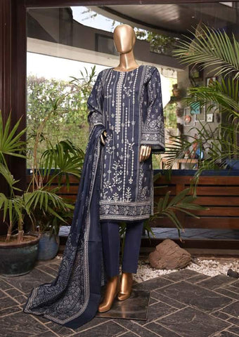 Binsaeed Lawn Stitched Affifa Embroidered Collection'23 D-01